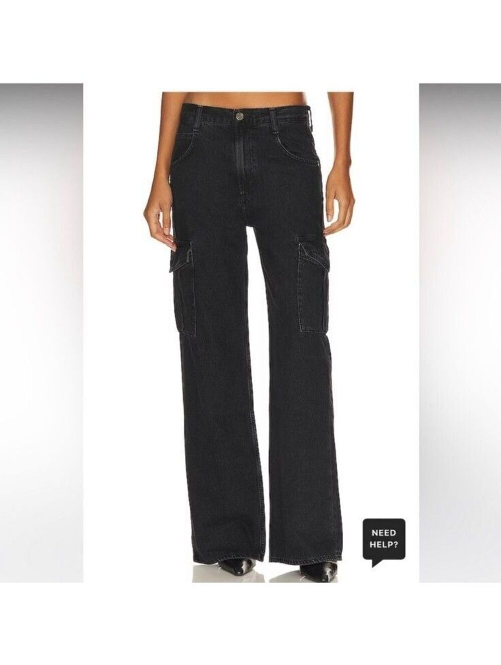 AGOLDE Minka Black Cargo Jeans Size 25 Distressed Detail